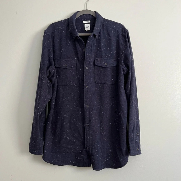 GAP navy speck casual button down - Picture 1 of 3